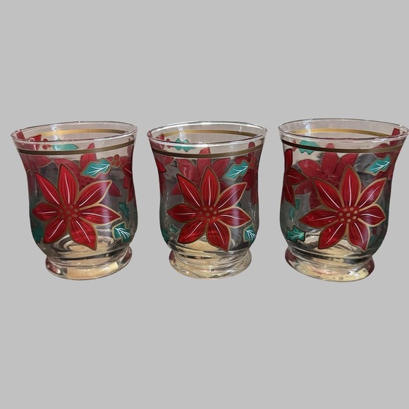 Fifth Avenue Crystal Poinsettia Set Of 3 Votive Candle Holders 4.5" Holiday Xmas - Picture 4 of 12